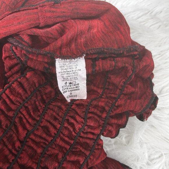 VTG 90s Red Ruffled Loop‎ Neck Sleeveless Smocked Crop Top Sz S Whimsigoth Vamp - Picture 9 of 10